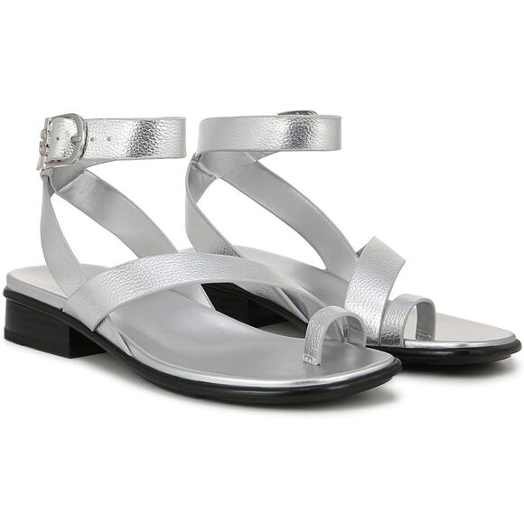 Naturalizer Women Birch Ankle Strap Sandals Size US 8M Silver Faux Leather - Picture 1 of 7